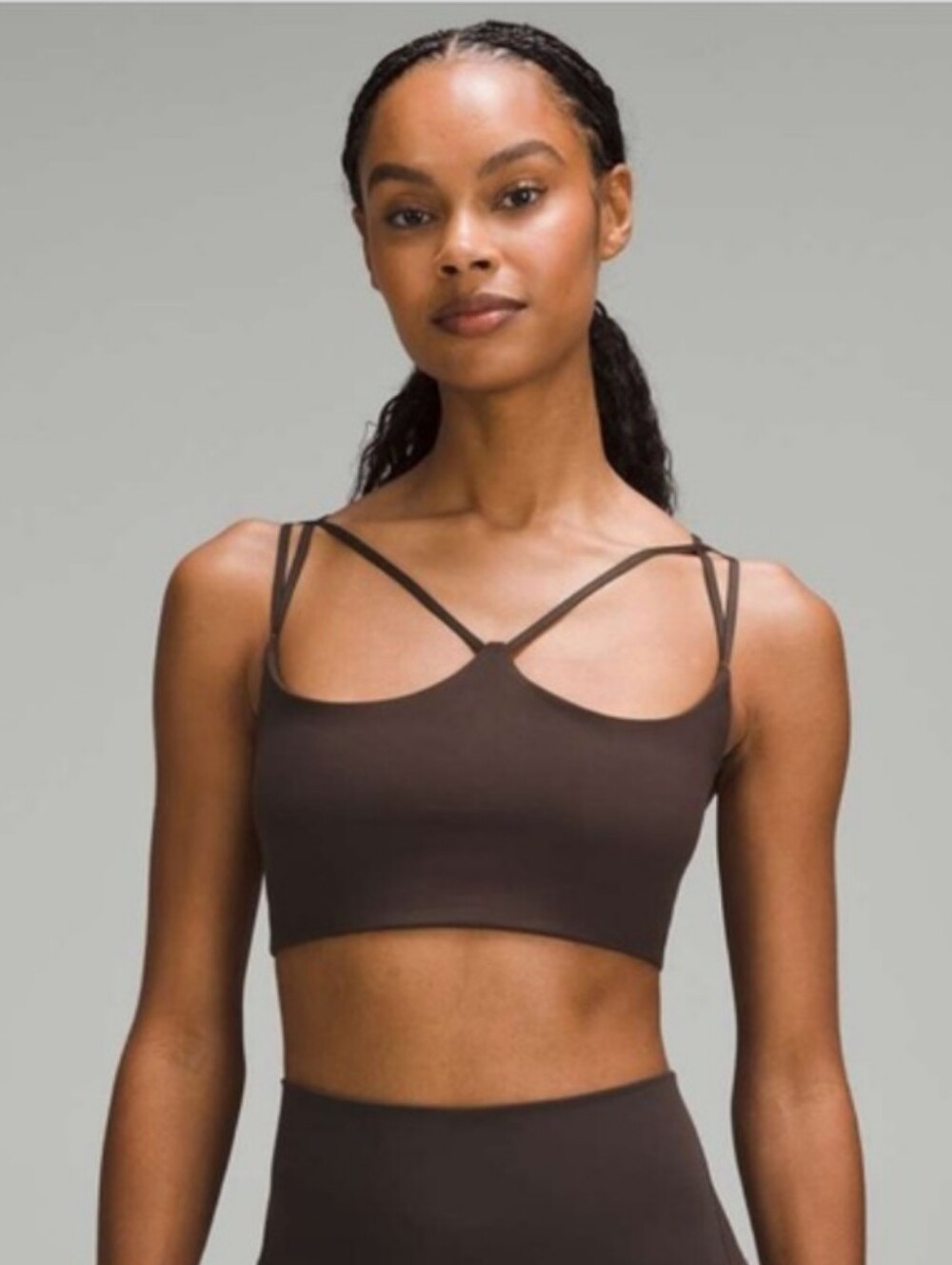 Lululemon Nulu Strappy Yoga Bra Light Support Chocolate Brown size 8